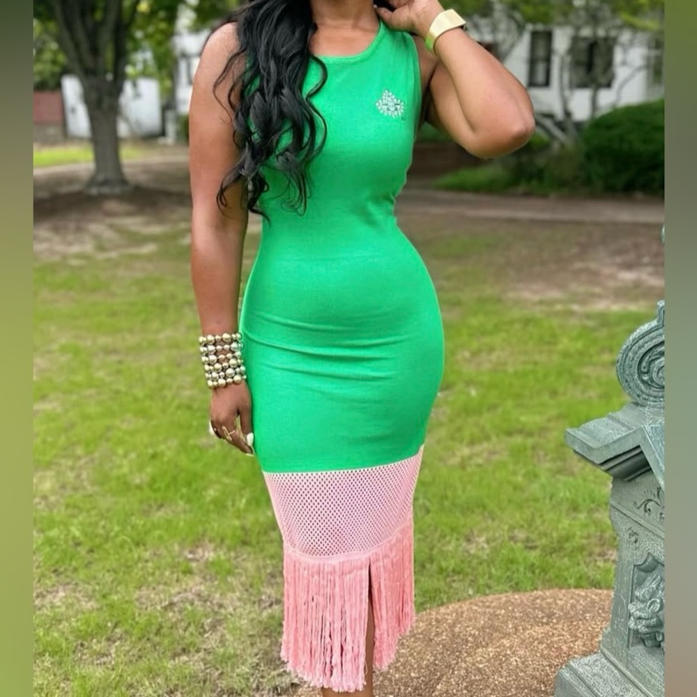 AKA Pink & Green Dress